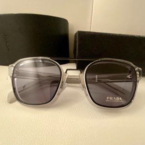 Brand New | Prada Retro Contemporary Square Design Sunglasses (Clear Frame)